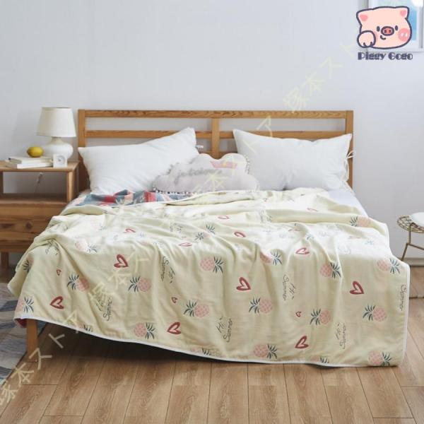 六重タオルケット 綿100% ホコリが出にくい ふわふわ 吸湿性 果物柄 イチゴ 防ダニ 肌にやさし...