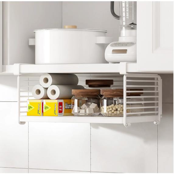 吊り下げラック 吊り下げ棚 棚下 戸棚下 収納用品 カゴ ワイヤーバスケット スペース活用 シンプル...