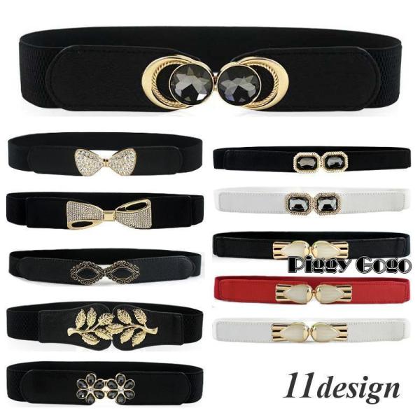 ベルト レディース バックル ラインストーン ビジュー フェイクレザー 穴なし フック式 金具 細い...