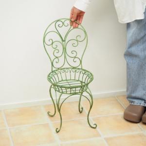 ガーデニング雑貨 アンティーク チェア型 フラワースタンド 花台