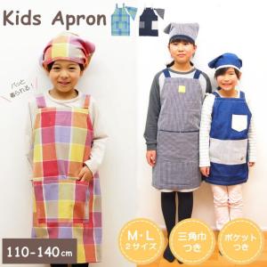 男の子　エプロン　小学生　小学校 星 青　ストライプ　110 120 130 エプロン 子供 チェック 130 140 おしゃれ h型 三角巾 キッズ 男の子