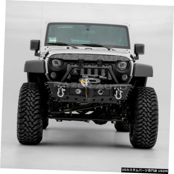 クロームメッキ ロッククローラーフロントバンパー+クロームフィン+ 07-18ジープJKラングラー用...