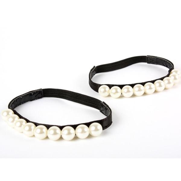 ホワイトパール×ブラックベース シューズ留めバンド ベルト ダンスシューズに対応 ミュールバンド 浮...