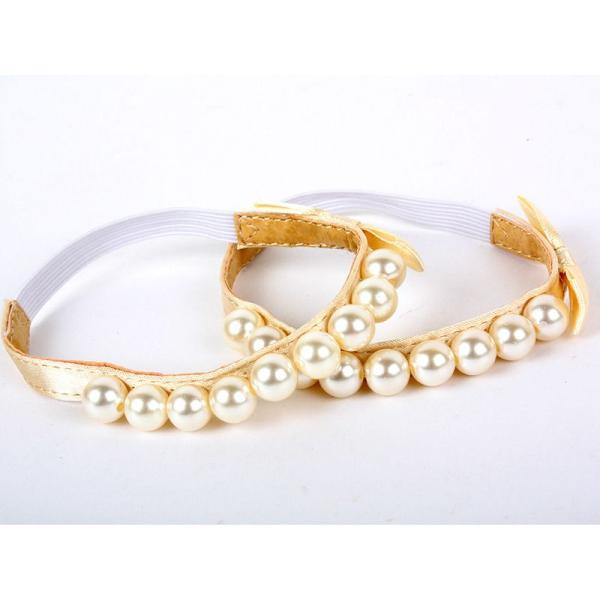 ホワイトパール×蝶々結び付き×ホワイトベース シューズ留めバンド ベルト ダンスシューズに対応 ミュ...