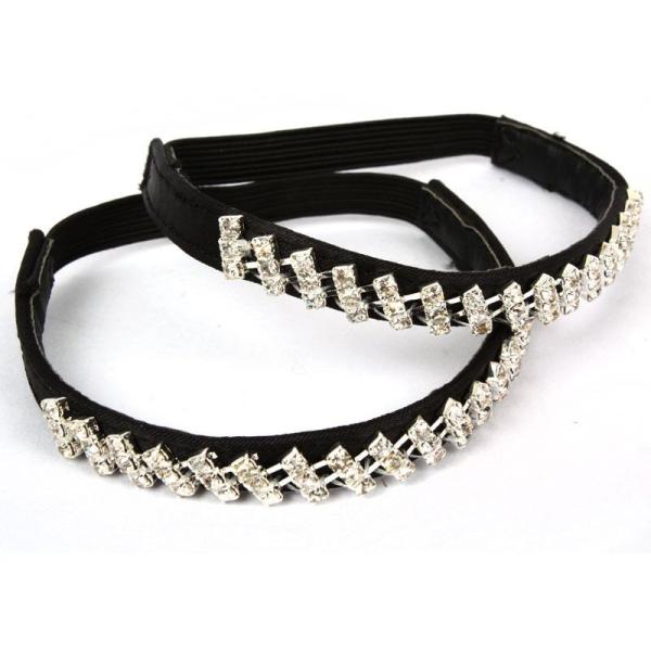 ラインストーン×ブラックベース シューズ留めバンド ベルト ダンスシューズに対応 ミュールバンド 浮...