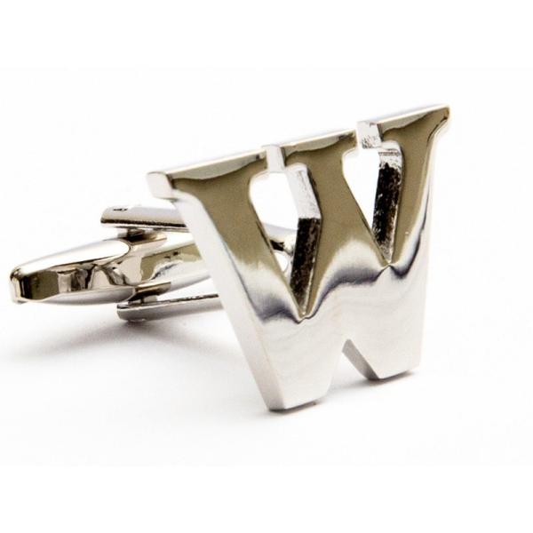 1個 アルファベット文字 合金製 カフリンクス スーツ 正装用 アクセサリー#文字W
