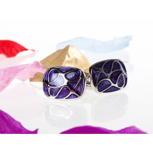 ビジネス カジュアル 2枚組 合金 カフリンクス スーツ 正装 アクセサリー#楕円形 紫