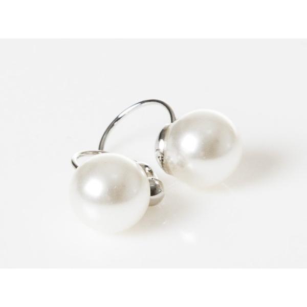 レディースファッション パールビーズ ピアス イヤーカフ イヤリング クリップ式 挟むタイプ 2個セ...