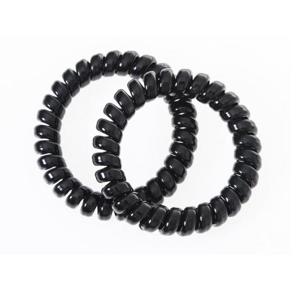 カラフル スプリング ヘアバンド スパイラル ヘアゴム 2個入#ブラック