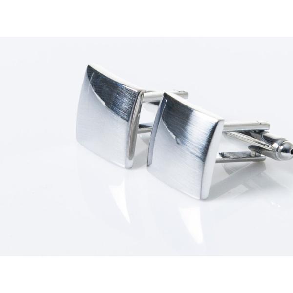 メンズファッション 正装 スーツ シンプル カフスボタン カフリンクス#ヘアライン正方形