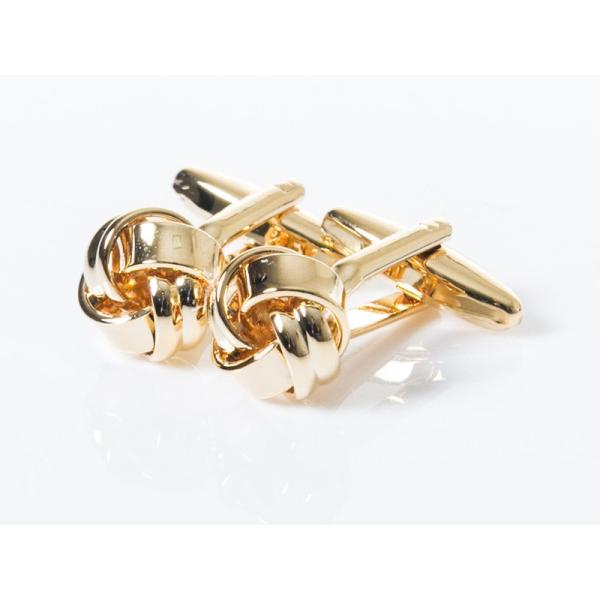 メンズファッション 正装 スーツ シンプル カフスボタン カフリンクス#ゴールド結び
