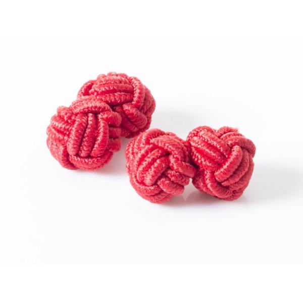 メンズファッション ビジネス カジュアル スーツ 編み 結び風 カフスボタン カフリンクス#レッド