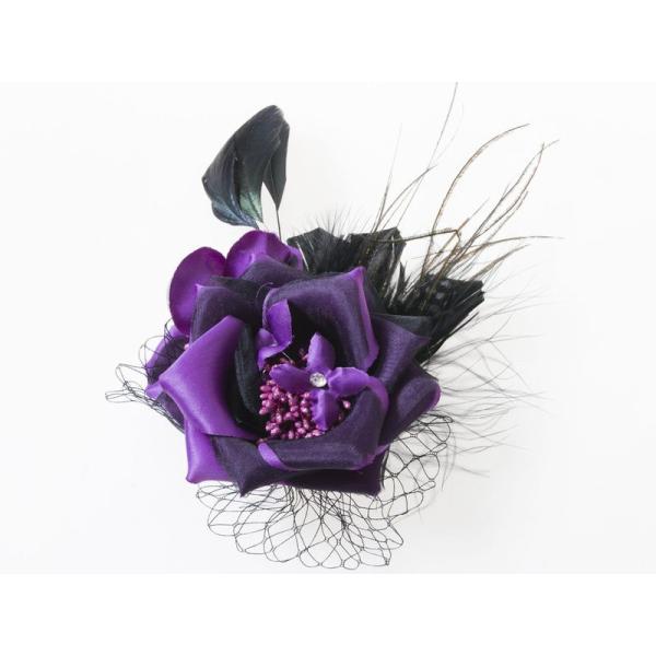正装 フォーマル 造花 ブローチ コサージュ 胸花 ピン付 パーティー 結婚式 イベントなど#パープ...