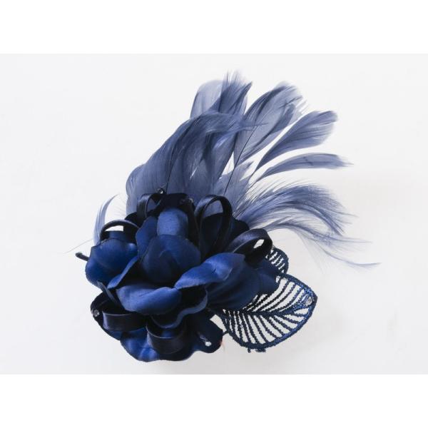 正装 フォーマル 造花 ブローチ コサージュ 胸花 ピン付 パーティー 結婚式 イベントなど#ネイビ...