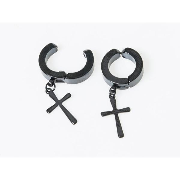 男女兼用ファッション シンプル 丸型 ピアス イヤーカフ イヤリング 挟むタイプ 2個入#ブラック十...