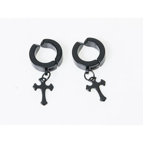 男女兼用ファッション シンプル 丸型 ピアス イヤーカフ イヤリング 挟むタイプ 2個入#ブラック十...