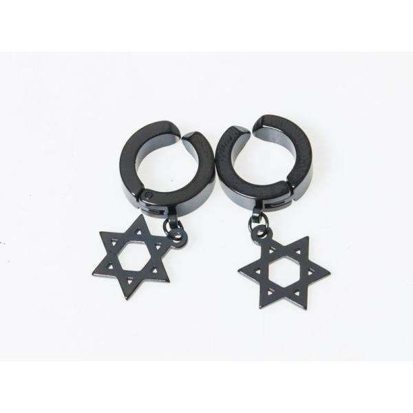 男女兼用ファッション シンプル 丸型 ピアス イヤーカフ イヤリング 挟むタイプ 2個入#ブラック六...