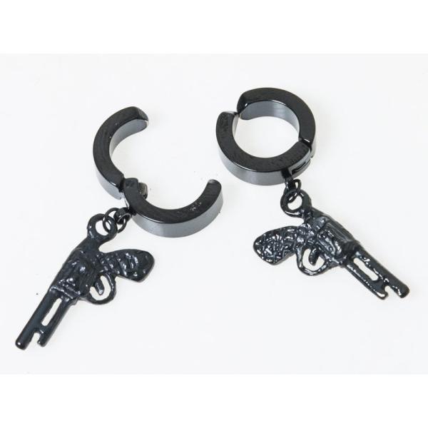 男女兼用ファッション シンプル 丸型 ピアス イヤーカフ イヤリング 挟むタイプ 2個入#ブラック拳...