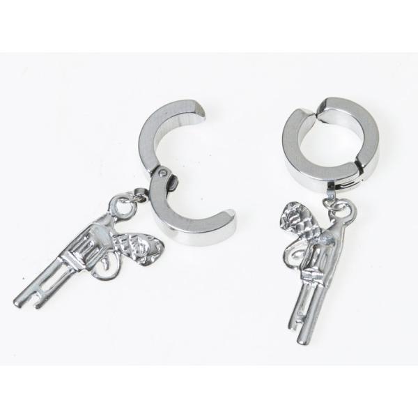 男女兼用ファッション シンプル 丸型 ピアス イヤーカフ イヤリング 挟むタイプ 2個入#シルバー拳...