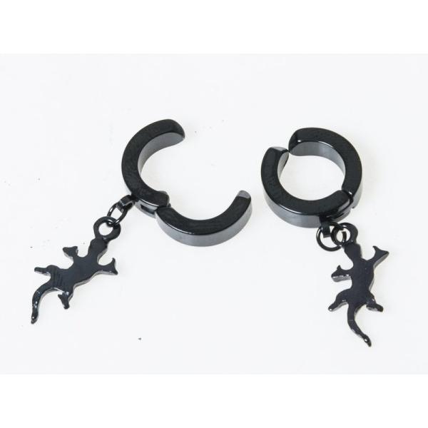 男女兼用ファッション シンプル 丸型 ピアス イヤーカフ イヤリング 挟むタイプ 2個入#ブラックヤ...