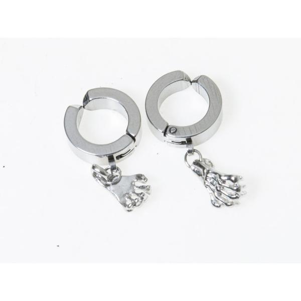 男女兼用ファッション シンプル 丸型 ピアス イヤーカフ イヤリング 挟むタイプ 2個入#シルバー手...