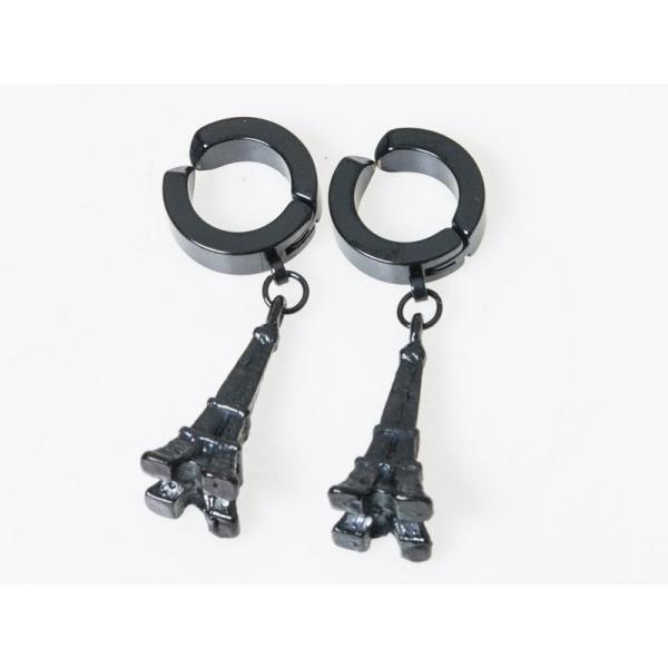 男女兼用ファッション シンプル 丸型 ピアス イヤーカフ イヤリング 挟むタイプ 2個入#ブラックタ...