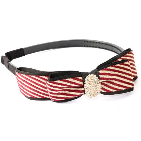 レトロ キュット 2重リボン キラキラ デート 二次会 ヘアアクセサリー 髪飾り カチューシャ#模様...