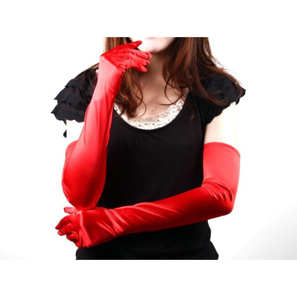 50±2cm赤 光沢サテンロンググローブ手袋 コスプレ