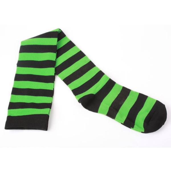 オーバーニーソックス ストライプ コスプレ 普段 学生#緑