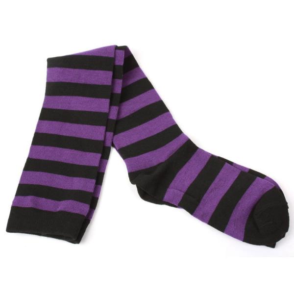 オーバーニーソックス ストライプ コスプレ 普段 学生#紫