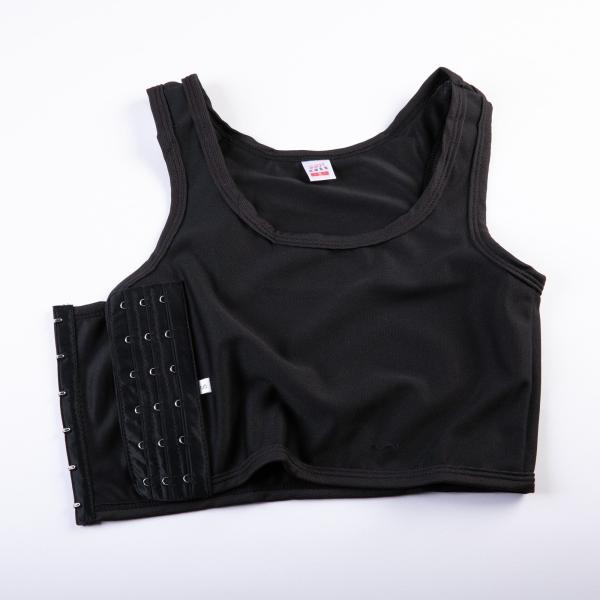 3段フック式 胸潰し ナベシャツ 男装コスプレ 黒 Sサイズ