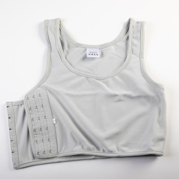 3段フック式 胸潰し ナベシャツ 男装コスプレ ライトグレー Mサイズ