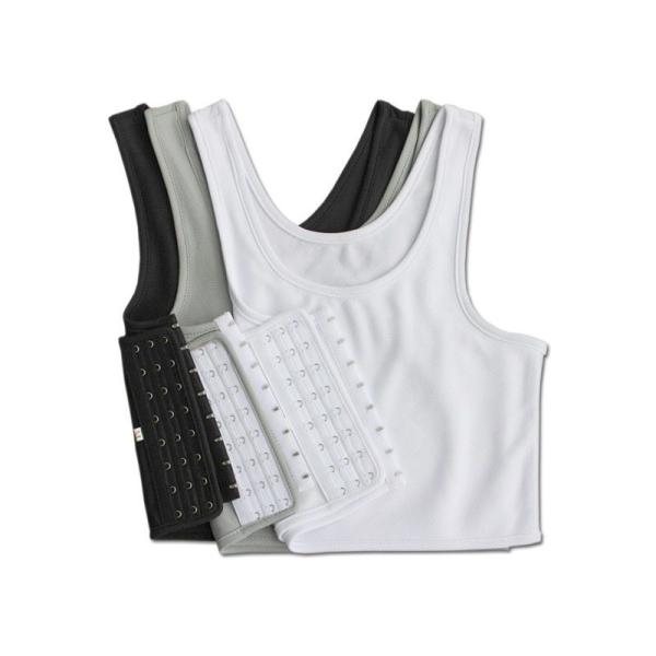 ポリエステル製 3段フック式 胸潰し ナベシャツ 男装コスプレ 吸湿性 黒 Lサイズ