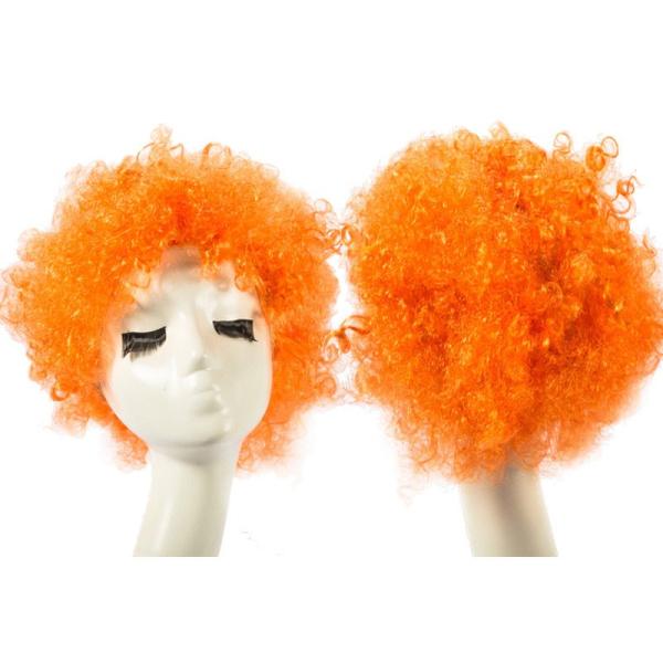 コスプレ パーティー 変装 小物 カラフル アフロヘアかつら アフロウィッグ#オレンジ