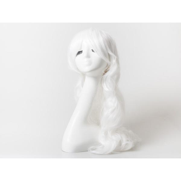 パーティー コスプレ 仮装 ウィッグ ロングヘア ウェーブ パーマタイプ 80cm#ホワイト