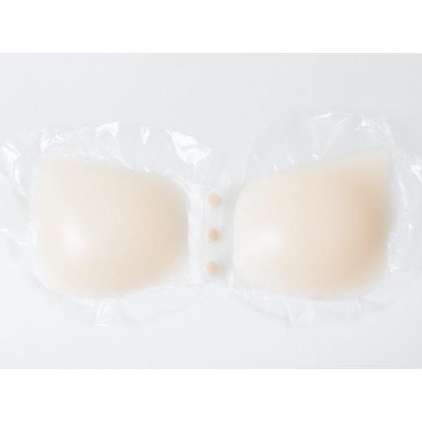 シリコン製 ヌードブラ シリコンブラ 胸パッド ボリュームアップ ボタン式#ベージュ Aカップ