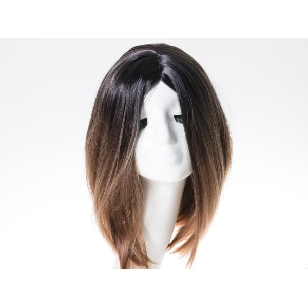 コスプレ 仮装 グラデーション ウィッグ カツラ セミロング ミディアム#ブラウン