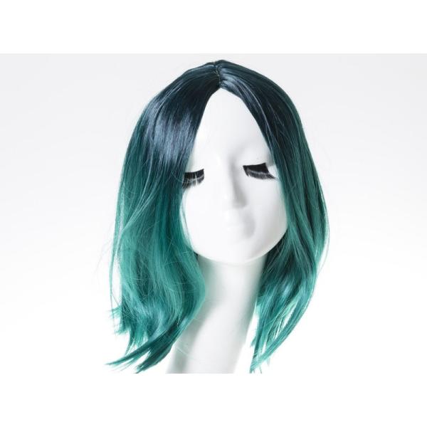コスプレ 仮装 グラデーション ウィッグ カツラ セミロング ミディアム#シルバー