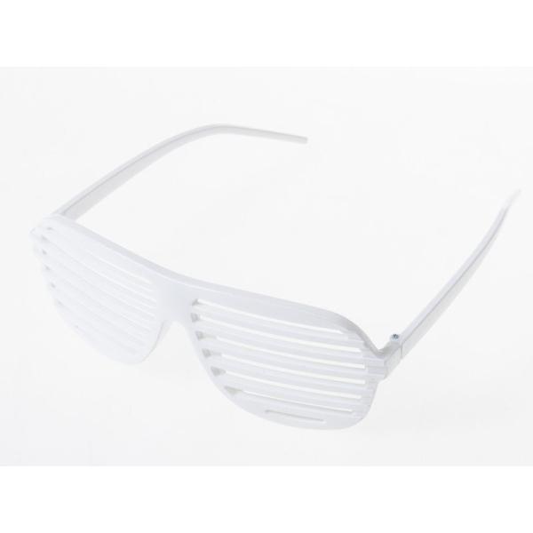 レディース ファッション シャッターシェイド模様 ブラインド 眼鏡#ホワイト