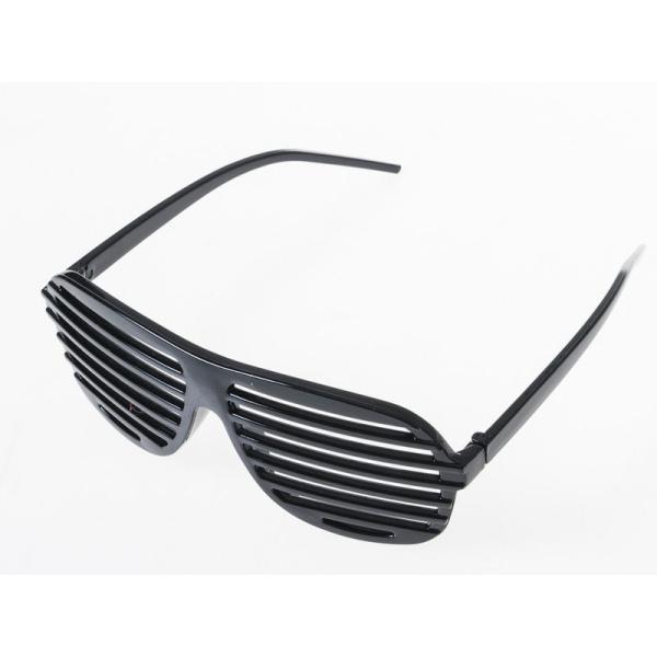 レディース ファッション シャッターシェイド模様 ブラインド 眼鏡#ブラック