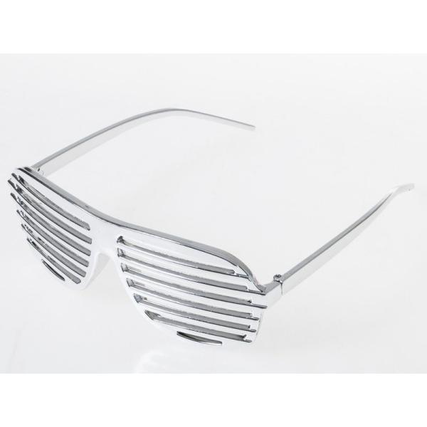 レディース ファッション シャッターシェイド模様 ブラインド 眼鏡#シルバー