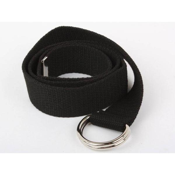 無地ダブルリングベルト キャンバス製ベルト#ブラック
