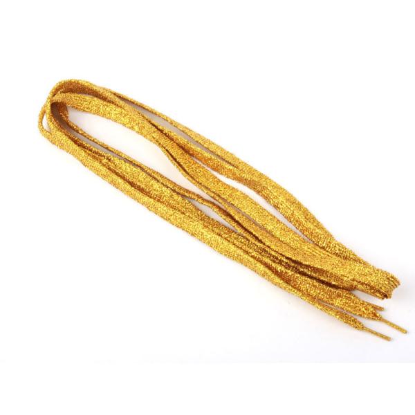 スニーカーに最適 キラキララメシューレース 平紐 靴紐 靴ひも#ゴールド