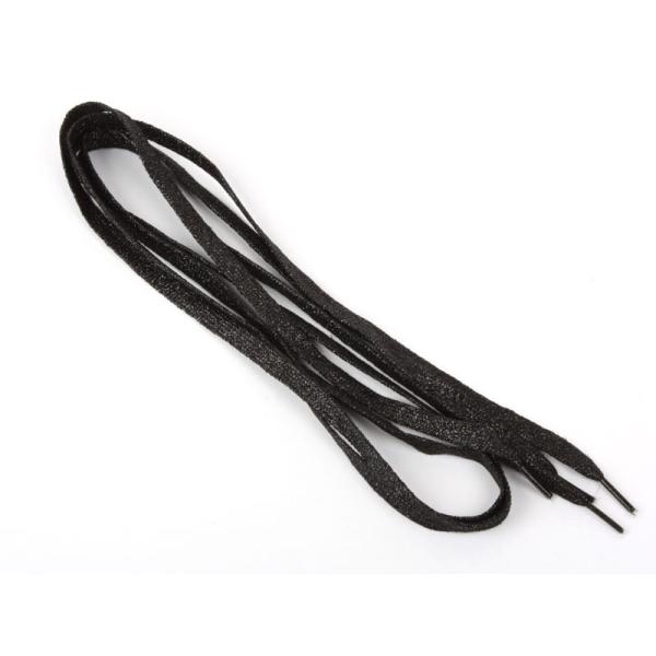 スニーカーに最適 キラキララメシューレース 平紐 靴紐 靴ひも#ブラック