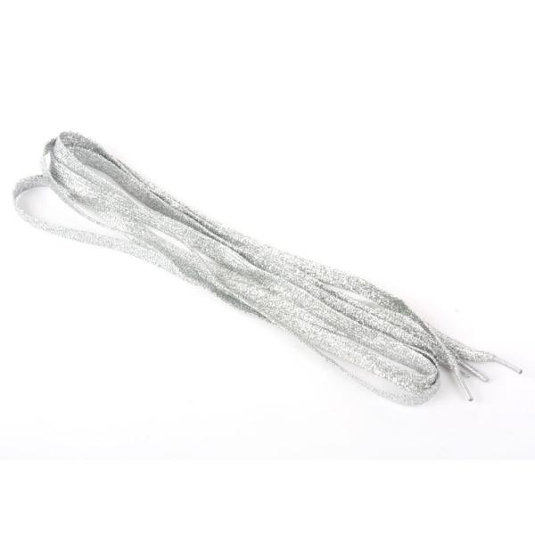 スニーカーに最適 キラキララメシューレース 平紐 靴紐 靴ひも#シルバー