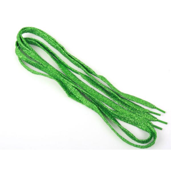 スニーカーに最適 キラキララメシューレース 平紐 靴紐 靴ひも#ライトグリーン