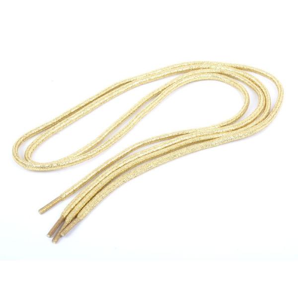 スニーカー スポーツシューズに最適 ラメシューレース 厚みのある丸紐 靴紐 靴ひも#金色