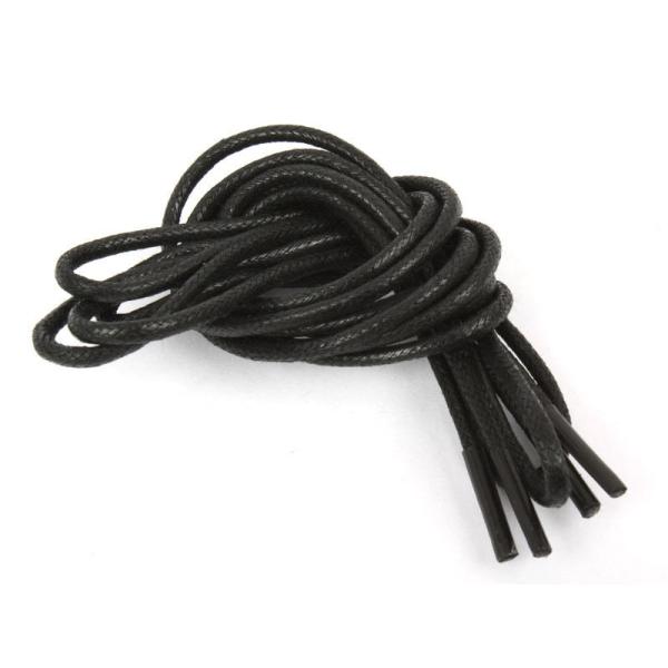 革靴．ブーツに最適 蝋引きシューレース 細いタイプ 0.3×100cm丸紐 靴紐 靴ひも#ブラック
