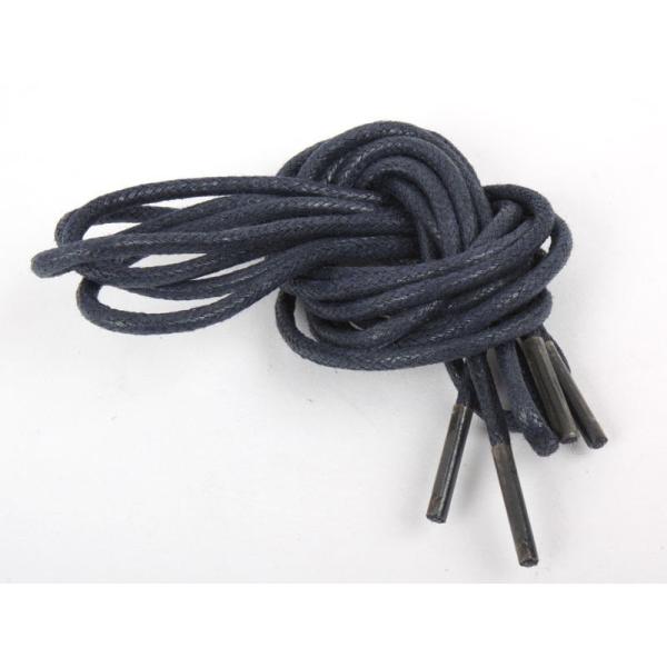 革靴．ブーツに最適 蝋引きシューレース 細いタイプ 0.3×100CM丸紐 靴紐 靴ひも#ネイビー