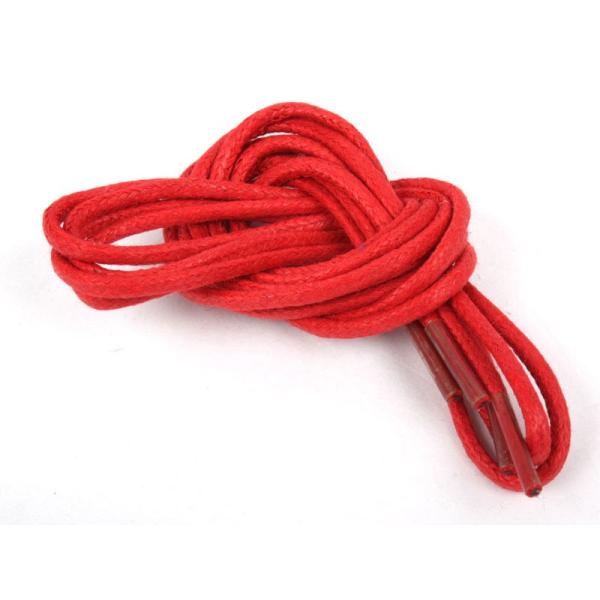 革靴．ブーツに最適 蝋引きシューレース 細いタイプ 0.3×100cm丸紐 靴紐 靴ひも#レッド